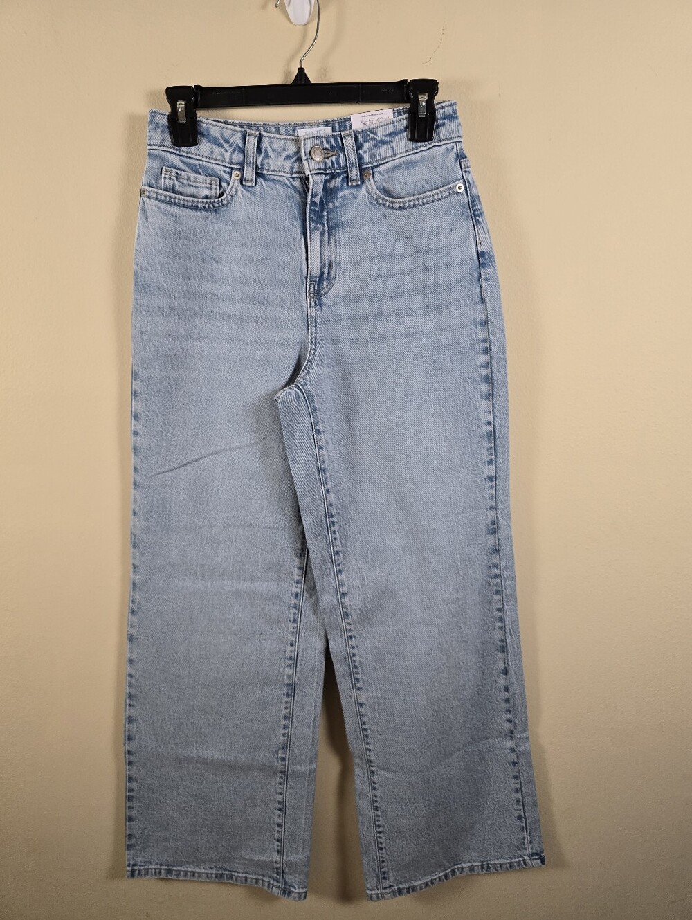 Time and Tru Womens Wide Leg Jeans Light Wash High Rise Denim Size 2